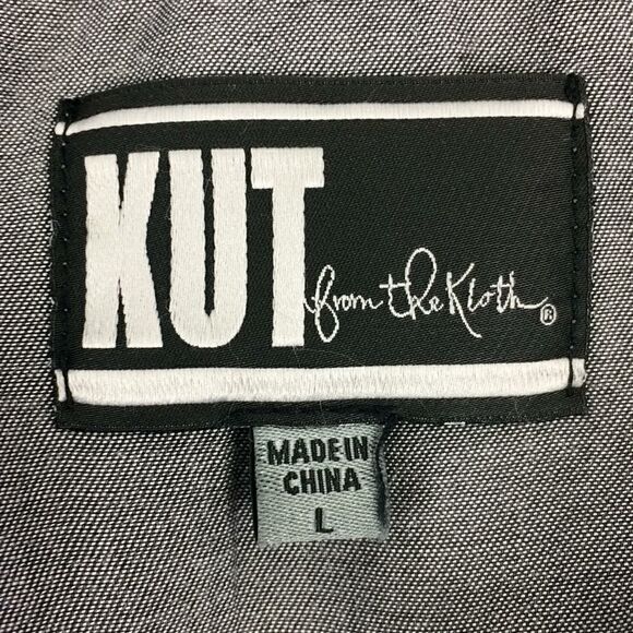 Kut from the Kloth gray chambray zip up Tencel jacket-L - Picture 7 of 8